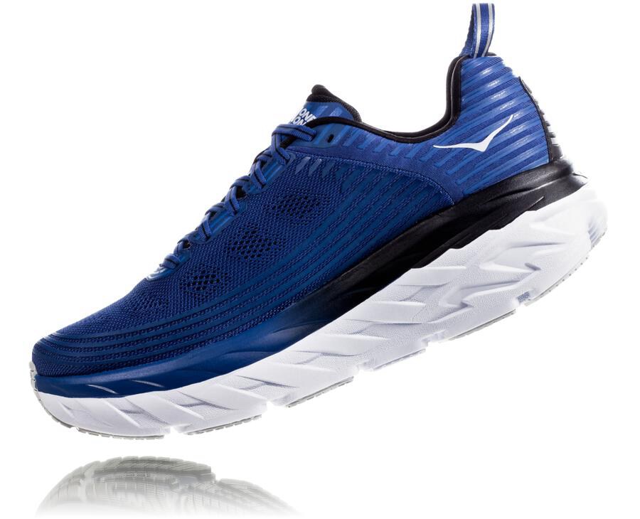 Hoka One One Mens Running Shoes - Bondi 6 - Blue/White - RKLJ94086